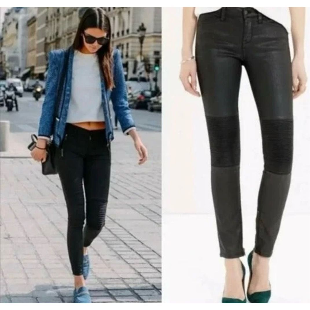 Madewell Black Skinny Skinny Race Track Moto Pants Size 24